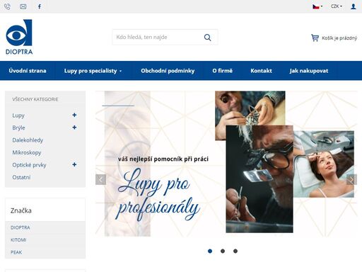 naše společnost dioptra turnov se specializuje na prodej lup a brýlí, dále na prodej dalekohledů, mikroskopů a prodej svítidel. nakupte v našem eshopu za skvělé ceny vše pro optiku.