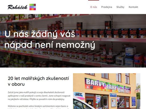 firma roháček se přes dvacet let zabývá vším okolo barev, laků i fasád. disponujeme vlastní prodejnou v centru semil.