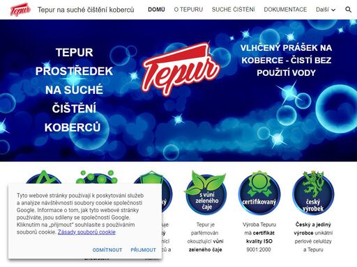 tepur je vysoce ekologický čisticí prostředek pro efektivní čištění koberců a vybraných potahových látek bez použití vody.