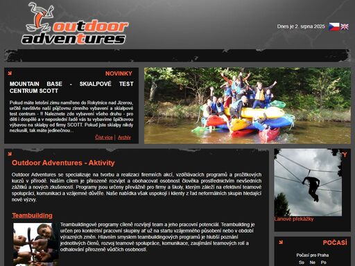outdoor adventures se specializuje na tvorbu a realizaci firemních akcí, vzdělávacích programů a prožitkových kurzů v přírodě. máme pro vás řadu možností. vyberte si z našich programů a aktivit.