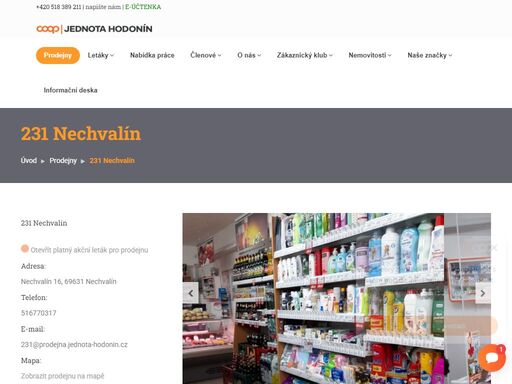 jednota, spotřební družstvo v hodoníně - síť maloobchodních prodejen