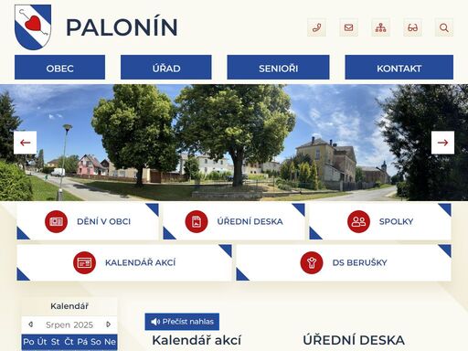 oficiální stránky obce palonín