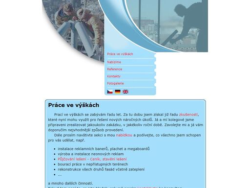 práce ve výškách, výškové práce, výškové práce v brně a okolí. instalace reklam, neonová reklama, malování reklam na fasády, půjčovna lešení