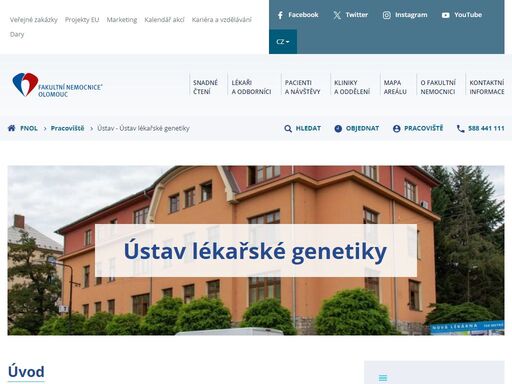 ústav lékařské genetiky zajišťuje vysoce specializovanou péči o rodiny a jedince s výskytem nebo rizikem výskytu vrozených vývojových vad, dědičných…