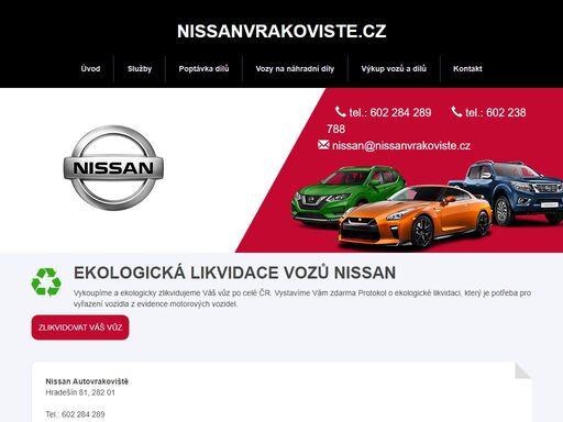 autovrakoviště a vrakoviště automobilů nissan. náhradní díly na vozy nissan. ekologická likvidace vozů.