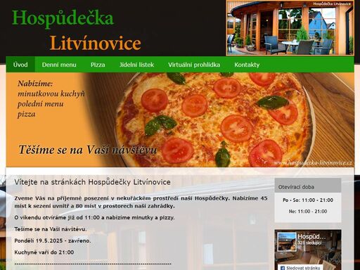 hospůdečka litvínovice. denně otevíráme od 11:00 do 21:00 hod. těšíme se na vaši návštěvu. hospůdečka litvínovice.