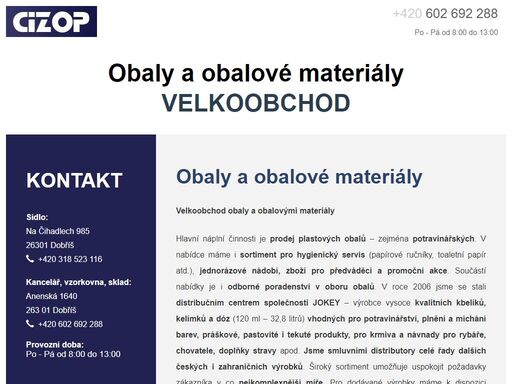 velkoobchod obaly a obalovými materiály.