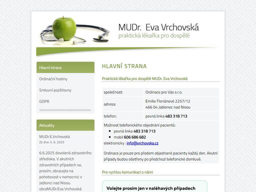 praktická lékařka pro dospělé mudr. eva vrchovská