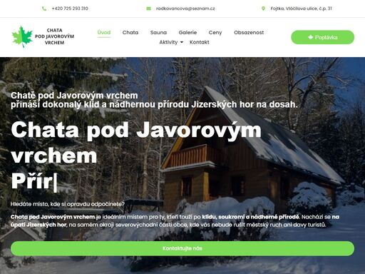chata pod javorovým vrchem je chata k pronájmu, klidné ubytování jizerské hory