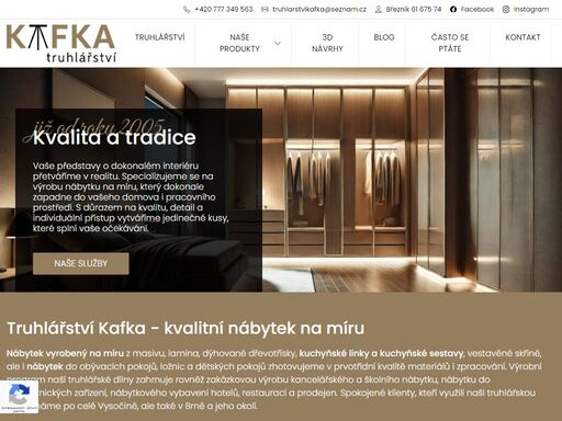 naše truhlářská dílna vyrábí nábytek na zakázku pro vysočinu a okolí třebíče - kuchyňské linky, vestavěné skříně, interiérové dveře, vestavěné skříně.