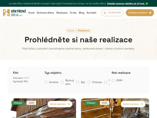 ochrana dřeva před škůdci, plísněmi a houbami. ošetření dřeva s.r.o. nabízí profesionální ošetření a sanaci dřeva se zárukou až 10 let. získejte cenovou nabídku zdarma do 24 hodin!