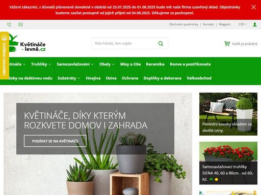 plastové květináče na zahradu i do domu, truhlíky, vázy a další doplňkový sortiment za skvělé ceny si můžete vybrat v eshopu květináče-levně.cz. vyberte si u nás!