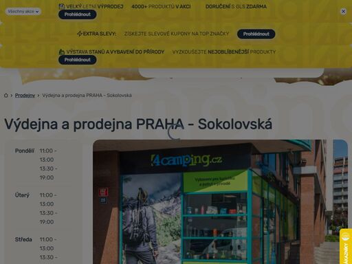 pořiďte na pobočce sokolovská vybrané outdoorové a kempingové vybavení nebo vyzvedněte svou objednávku z e-shopu 4camping! info o prodejně zde ?