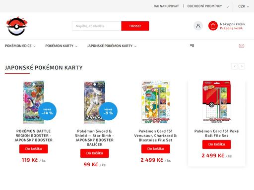 zaměřujeme se převážně na prodej japonských pokémon karet, balíčku, boxu různých edic, anglické pokemon karty a různé doplňky pro sběratele.