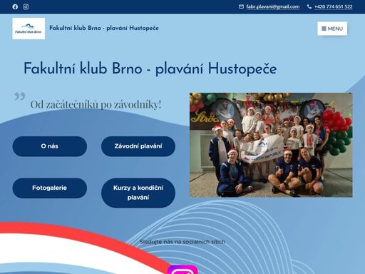 fakultní klub brno - plavání hustopeče