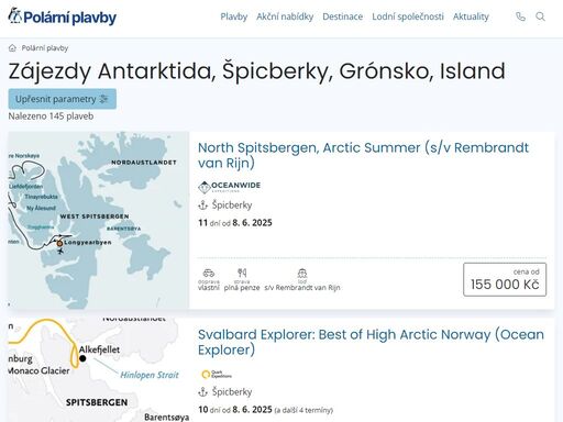 široká nabídka expedičních plaveb na antarktidu, špicberky, grónsko, island. zájezdy do polárních oblastí.