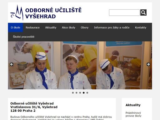 odborné učiliště vyšehrad vratislavova 31/6, vyšehrad 128 00 praha 2 budova odborného učiliště vyšehrad se nachází v centru prahy, tudíž má dobrou dopravní dostupnost. vzdělávání je určeno žákům s diagnózou lmp (lehké mentální postižení). předpokladem přijetí je splněných 9 let povinné školní docházky a zdravotní způsobilost ke vzdělávání ve zvoleném oboru. vzdělávání žáků je členěno na