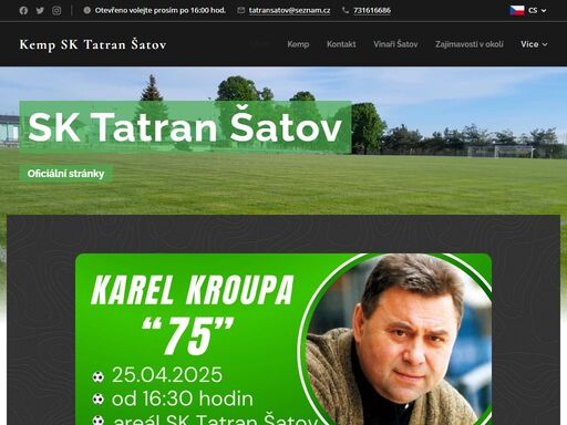 projekt rekonstrukce travnaté plochy - sk tatran šatov byl realizován za přispění dotace z jihomoravského kraje.