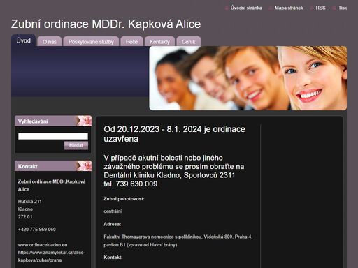 zubni ordinace mddr. kapkova alice kladno, prijimame nove pacienty.