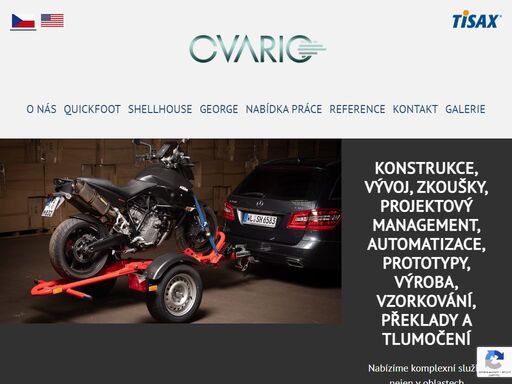 konstrukce, vývoj, zkoušky, projektový management, automatizace, prototypy, výroba, vzorkování, překlady a tlumočení