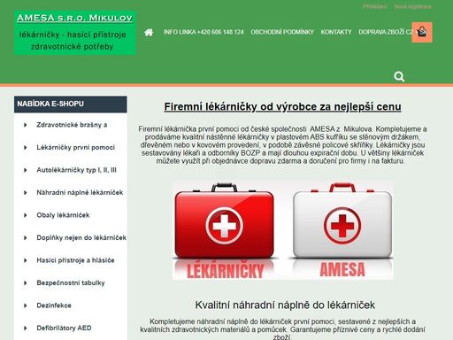 eshop amesa, odborník s praxí ve výrobě lékárniček a sortimentu pro bezpečnost práce. v nabídce eshopu naleznete zdravotnický sortiment, lékárničky na pracoviště a další zboží zdravotnické potřeby za skvělé ceny.