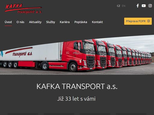 společnost kafka transport a.s. patří dlouhodobě mezi přední dopravní firmy v české republice