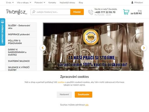 svatební sklenice, broušení nápisu nebo obrázku na půllitr, dárkové balení