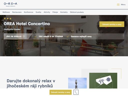 užijte si luxusní pobyt v orea hotel concertino. komfortní ubytování a wellness v srdci jindřichova hradce.