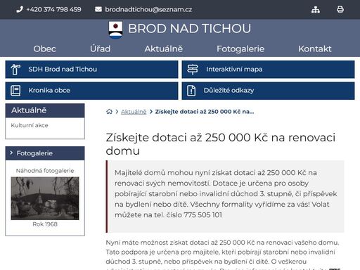 oficiální stránky obce brod nad tichou