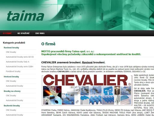 taima s.r.o - brousící stroje - prodej, servis, technologie