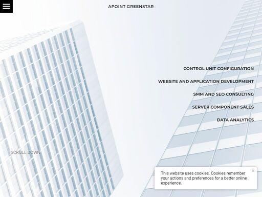 control unit configuration, website and application development, smm and seo consulting, server component sales, data analytics