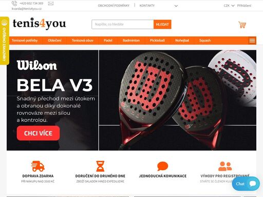 vítejte v našem obchodě. internetový obchod s kamennou prodejnou a profesionálním servisem v brně, zabýváme se prodejem tenisového, padelového, badmintonového a squashového zboží. poskytujeme odbornou poradenskou činnost při výběru tenisových raket a jejich vypletení.