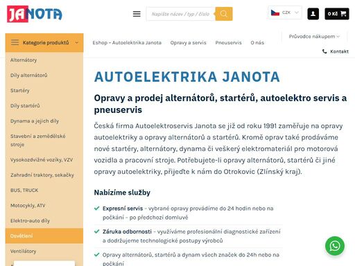 autoelektrika janota nabízí od roku 1991 ve zlíně a otrokovicích opravy a prodej startérů, alternátorů a dynam pro všechna motorová vozidla a pracovní stroje.