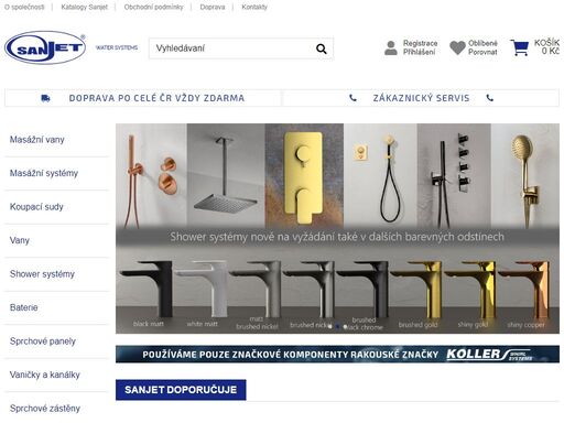 sanjet - koupelny - specialista na hydromasážní vany sanjet