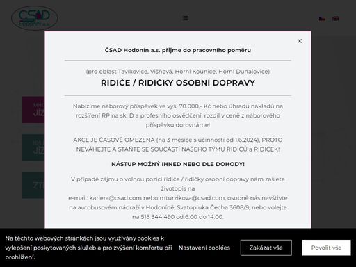 čsad hodonín a.s. patří mezi prioritní ryze české firmy, které si udržují v konkurenčním prostředí své stabilní místo.