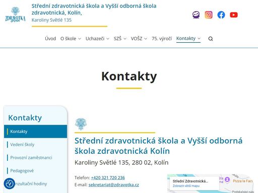 střední zdravotnická škola a vyšší odborná zdravotnická škola kolín, karoliny světlé 135 praktická sestra, farmaceutický asistent, zdravotnické lyceum.