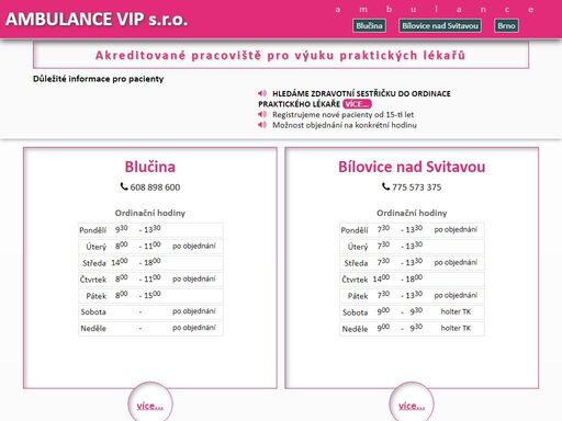 ambulance vip, mudr. iva benešová, praktická rodinná lékařka