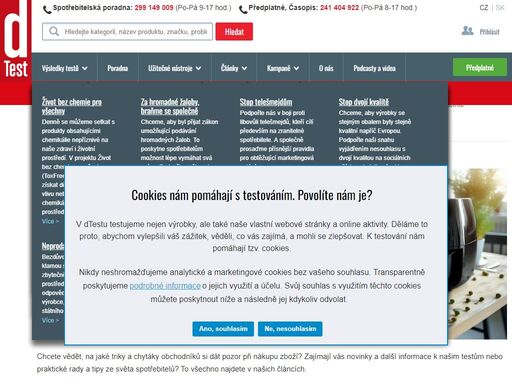časopis dtest: testy výrobků, rady pro výběr, upozornění na nebezpečné výrobky, řešení problémů spotřebitelů a ještě víc. objektivně, nezávisle, bez reklam.