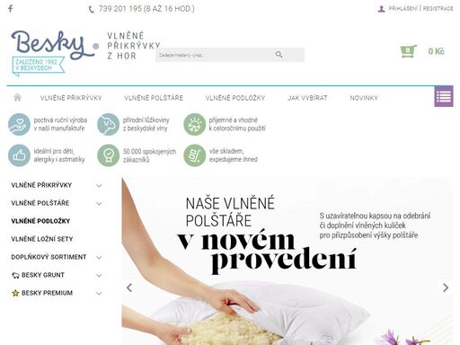 jsme tradiční beskydská manufaktura na vlněné přikrývky, polštáře a další přírodní lůžkoviny nejvyšší řemeslné kvality, které vyrábíme ručně z ovčí vlny nakoupené od místních farmářů. 1992 založeno v beskydech — 50.000 spokojených zákazníků — 100% přírodní materiály
