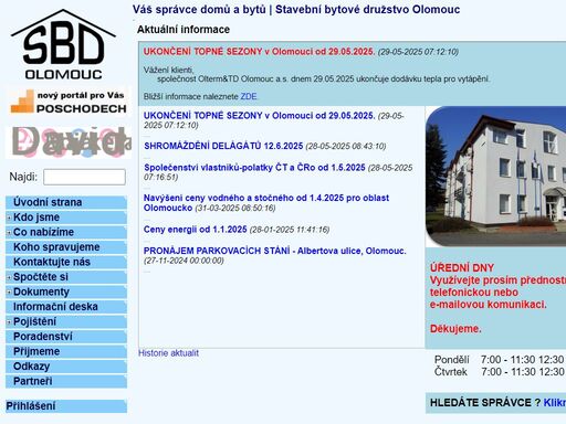 stavební bytové družstvo olomouc - domovská stránka