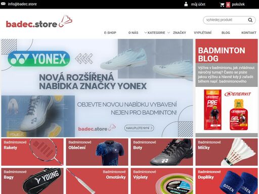 e-shop s profesionálním badmintonovým vybavením od předních světových značek jako je gosen, li-ning, yang yang a yonex. v nabídce jsou badmintonové rakety, míčky, oblečení, výplety a další badmintonové vybavení. ¦ 
