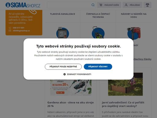 čerpadla sigma a domácí vodárny darling. v nabídce zavlažovací technika, bazény, tlakové nádoby, ruční a elektrické nářadí. nakupujte u profesionálů.
