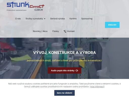 specializujeme se na vývoj, konstrukci a výrobu jednoúčelových strojů, zařízení a linek pro průmyslovou automatizaci. zajišťujeme kvalitní a rychlý servis pro naše zákazníky. v rámci kooperace se zákazníky, provádíme ruční i plně automatickou sériovou montáž dílů. disponujeme profesionálním 3d tiskovým centrem a vybavenou cnc obrobnou.