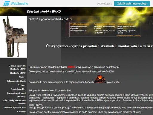 přírodní škrabadla emko, voliéry, ochranné sítě, výstavba voliér, ochranné sítě pre mačky, servírovací podnosy, stoly, stolky
