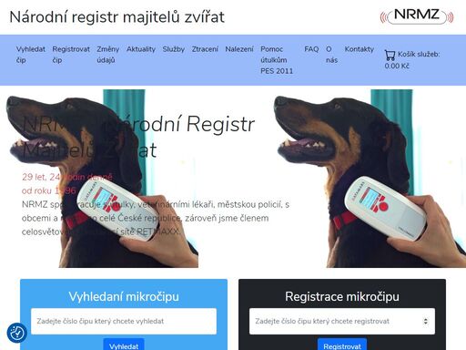 registrace čipovaných.  registrace čipů. 