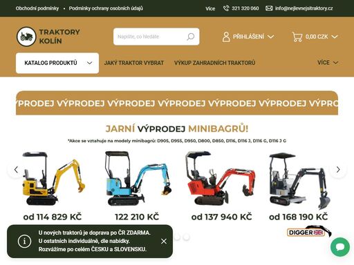 jsme firma s dlouholetou tradicí - prodáváme nejlevnější zahradní a stavební stroje v česku. u nás najdete výrobky mnoho značek, jako je digger, jansen, honda, wisconsin, mtd, toro, stiga a další...