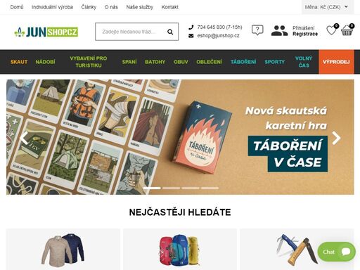 obchod se skautským a outdoorovým vybavením. přes 30 let tradice. 100 % zisku vracíme českému skautingu.