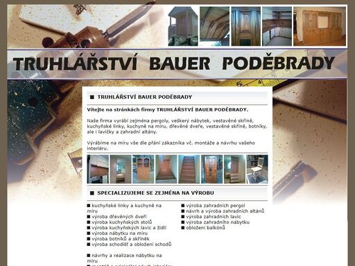 truhlářství bauer poděbrady – vyrábí pergoly, nábytek, vestavěné skříně, kuchyňské linky, kuchyně na míru, dřevěné dveře, vestavěné skříně, botníky, altány. výroba na míru dle přání zákazníka vč. montáže a návrhu vašeho interiéru.