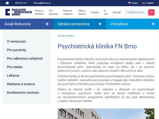 psychiatrická klinika fakultní nemocnice brno je renomovaným ambulantním i lůžkovým zařízením, které poskytuje komplexní služby také v oblasti psychologické péče. specializuje se nejen na léčbu, ale i na prevenci duševních poruch, a pomoc zde naleznou dospělí i děti od tří let věku. 

prioritou kl