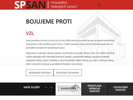 spsan – specialisté na sanaci vlhkosti zdiva od roku 2004. nabízíme sanace, injektáže, stěrky a další řešení pro rodinné domy i památkově chráněné objekty.
